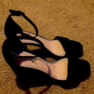 These are 3 inch heels they are black and man made